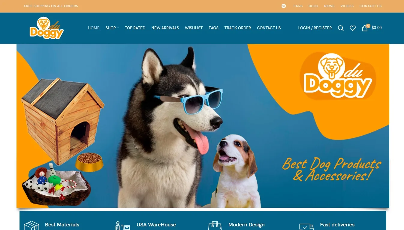 HEADER DOGGYDU Ecommerce with 18 Years Old, with Traffic & $160.27 US Montlhy Income